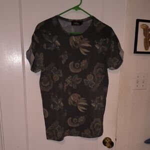 Topman | Charcoal Floral Short Sleeve Tee